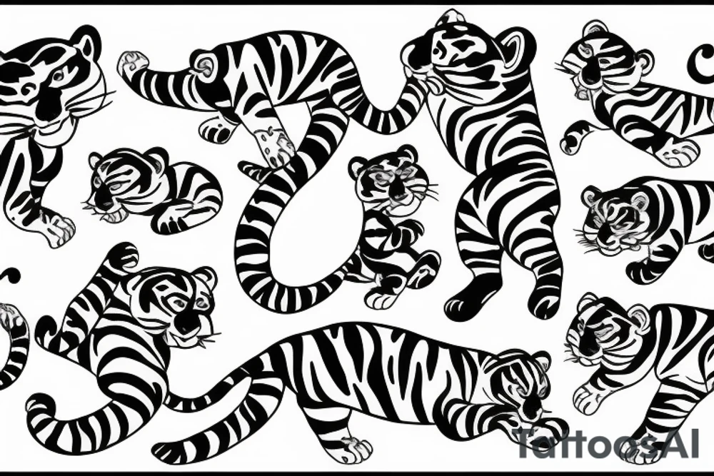 Baby tiger splashing in water tattoo idea