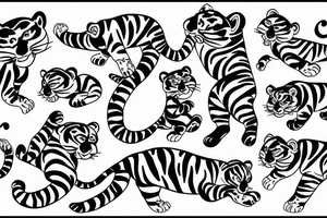 Baby tiger splashing in water tattoo idea