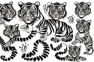 Baby tiger splashing in water tattoo idea