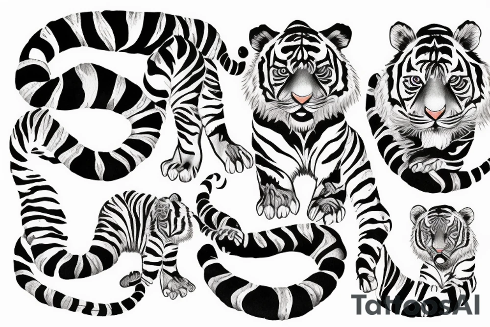 Baby tiger splashing in water tattoo idea