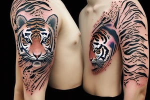 Side profile of a Tiger cub with water splash tattoo idea