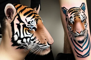 Side profile of a Tiger cub with water splash tattoo idea