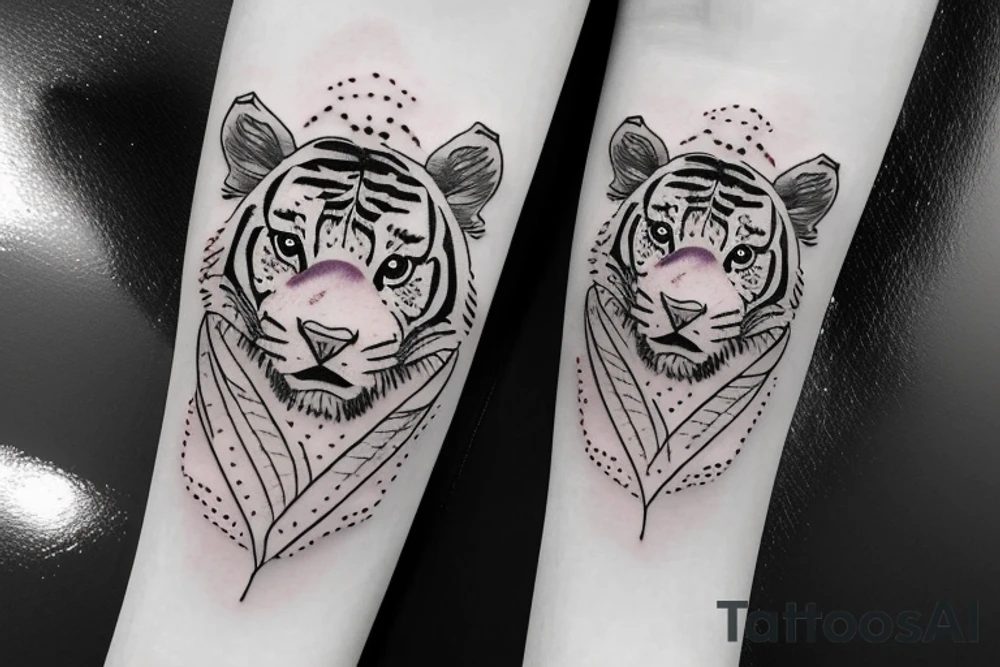 Tiger cub baby with water splash tattoo idea