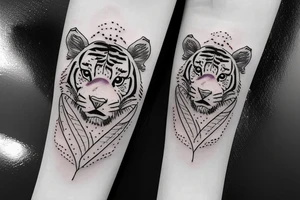 Tiger cub baby with water splash tattoo idea