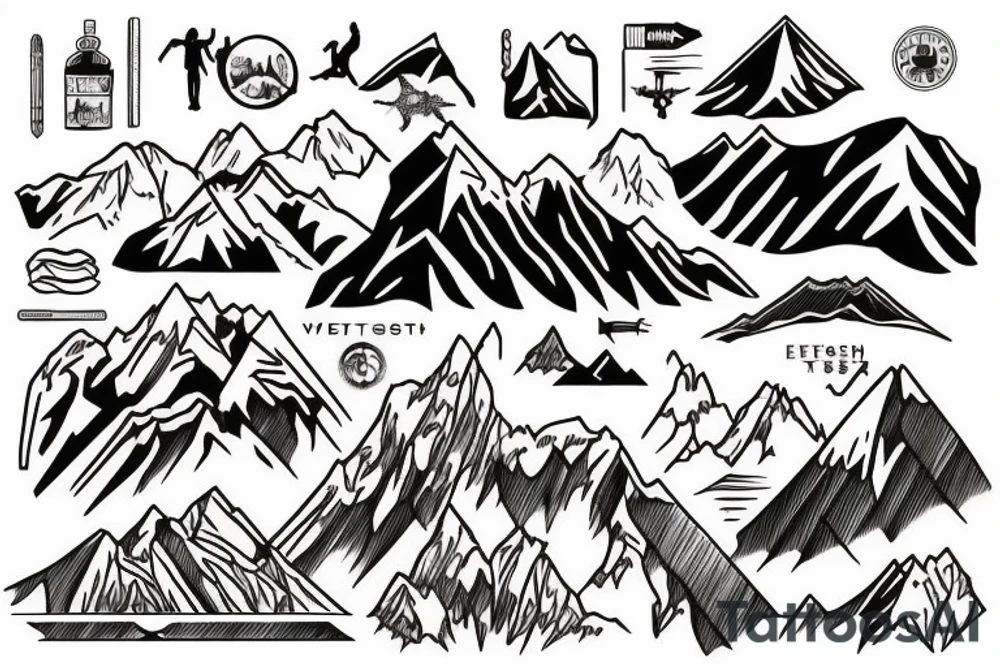 Everest mountain and climber tattoo idea