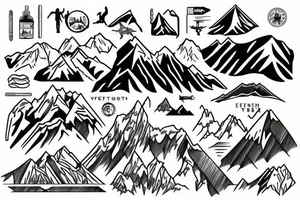 Everest mountain and climber tattoo idea
