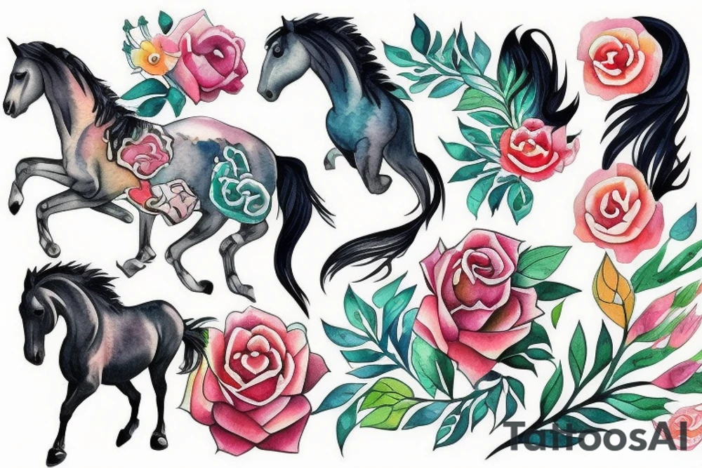 A horse running through water tattoo idea