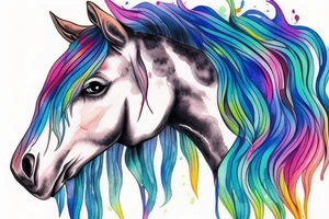 A horse head with a mane that is water tattoo idea