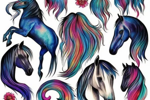 A horse with a mane that is water tattoo idea