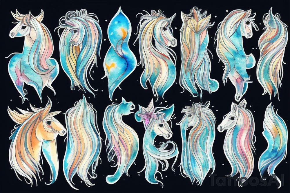 A horse with a mane like water tattoo idea