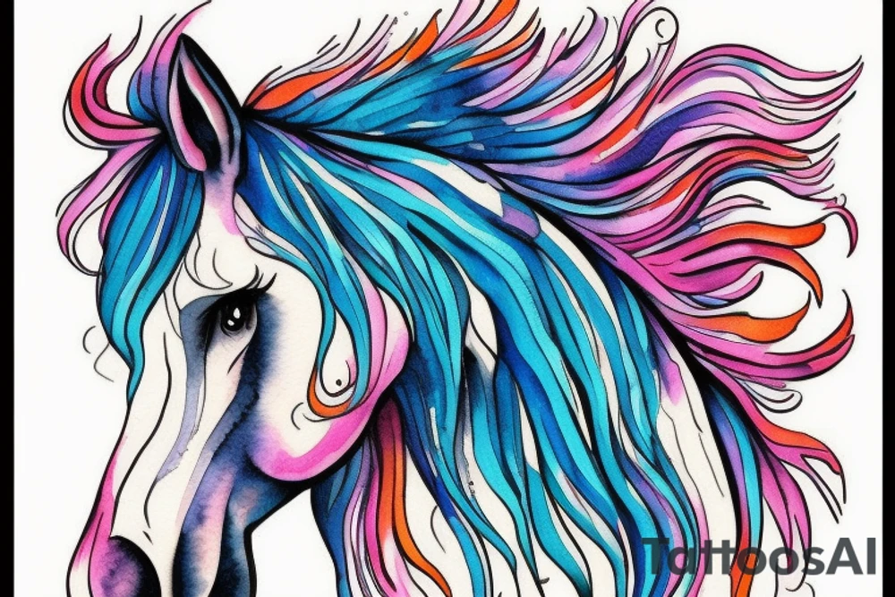 A horse with a mane like water tattoo idea