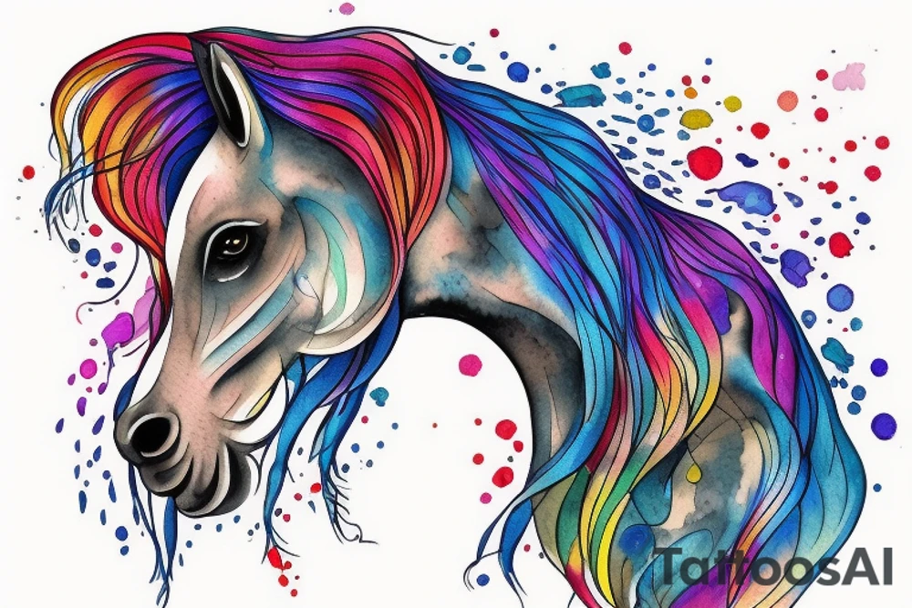 A horse with a mane that resembles water tattoo idea