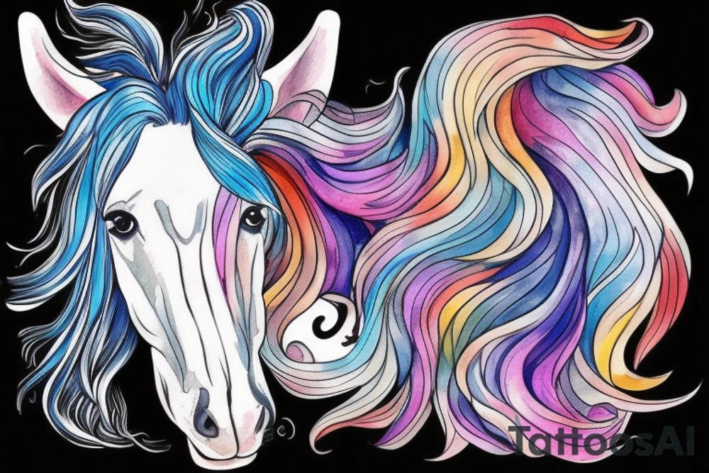 A horse with a mane that resembles water tattoo idea