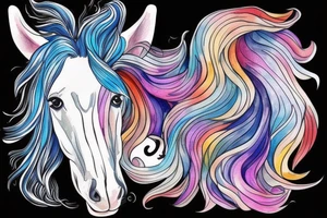 A horse with a mane that resembles water tattoo idea