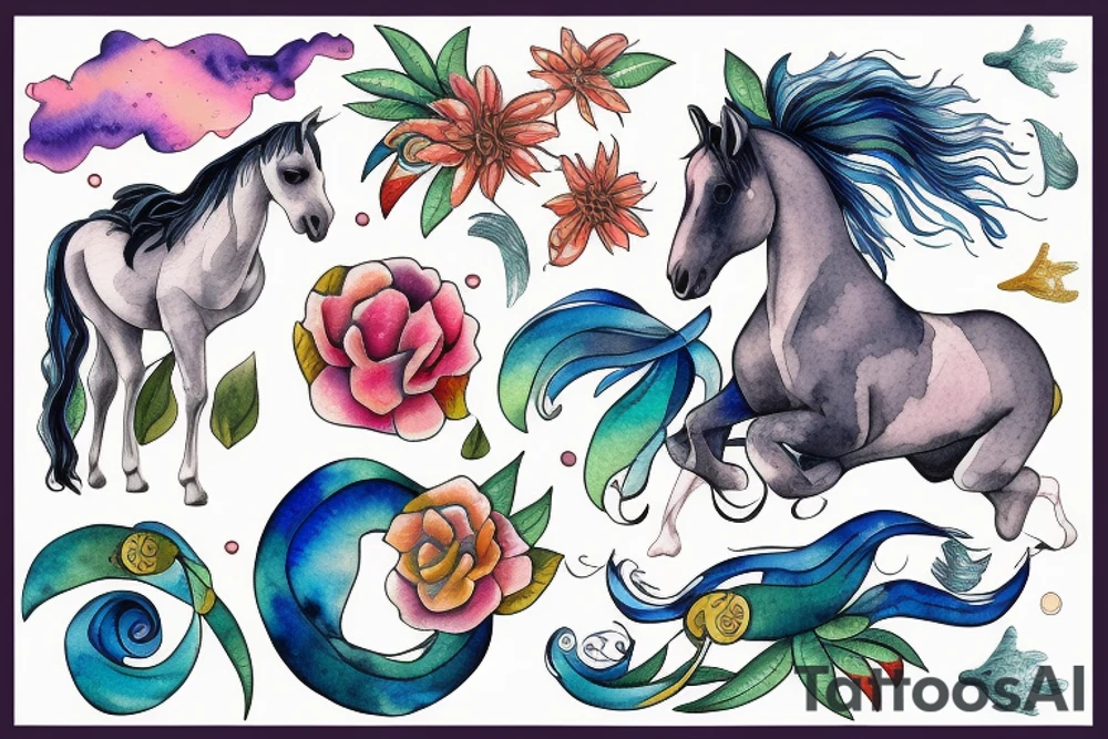 A horse and the ocean tattoo idea