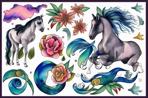 A horse and the ocean tattoo idea
