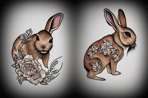 A brown rabbit with a white tail tattoo idea