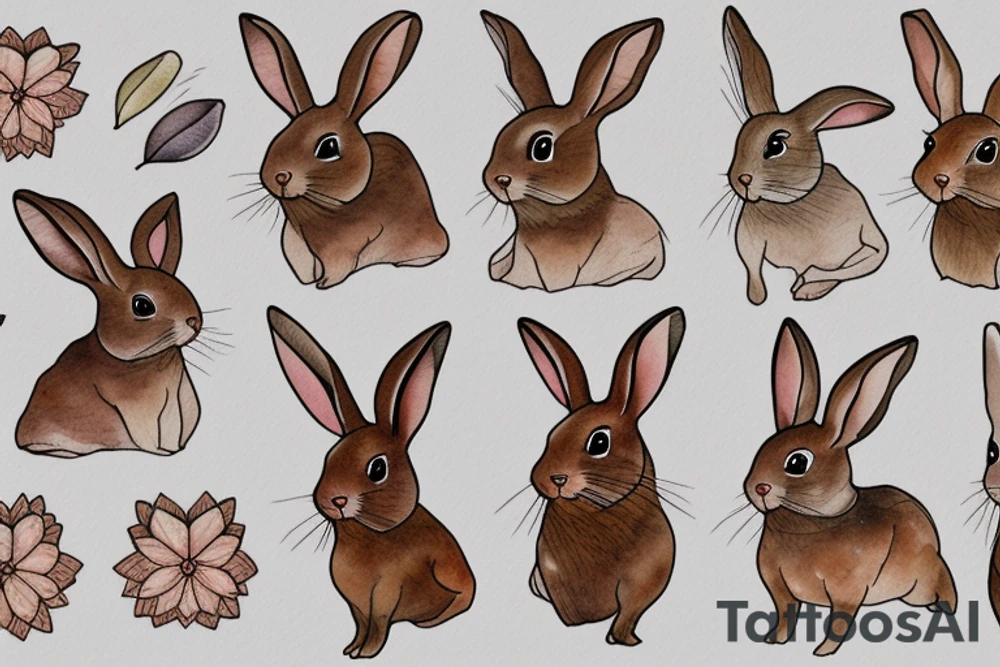 A brown rabbit with a white tail tattoo idea