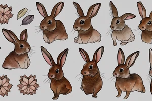 A brown rabbit with a white tail tattoo idea