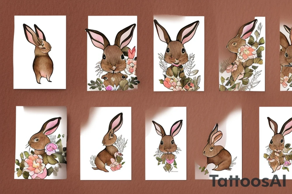 The full body of a brown rabbit with a white tail tattoo idea