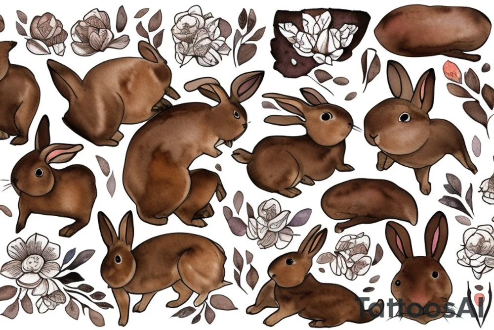 The full body of a brown rabbit with a white tail tattoo idea