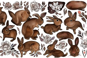 The full body of a brown rabbit with a white tail tattoo idea