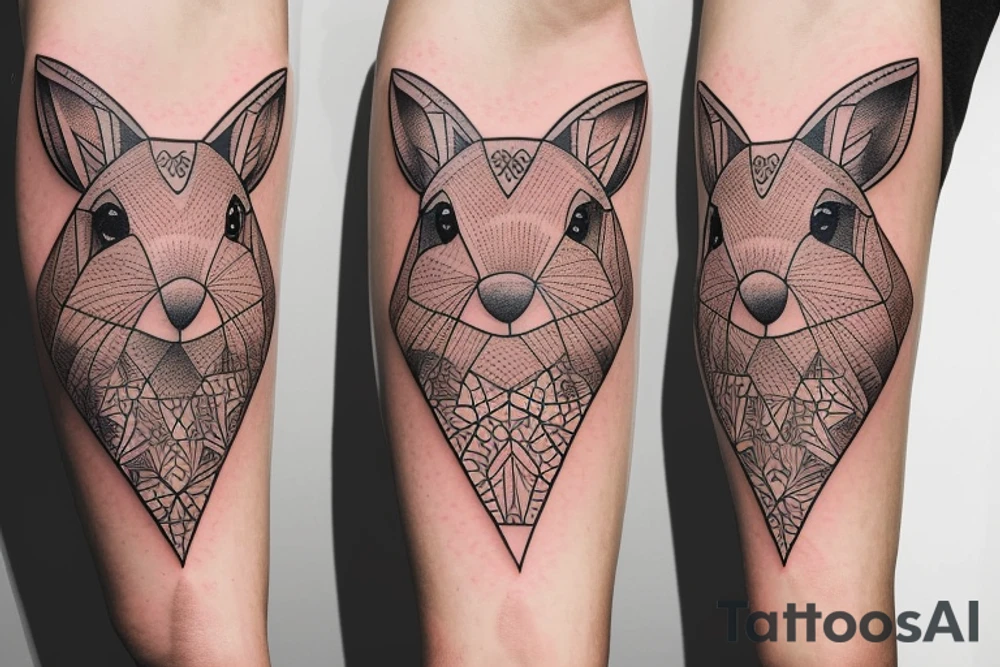 The full body of a brown rabbit with a white tail tattoo idea