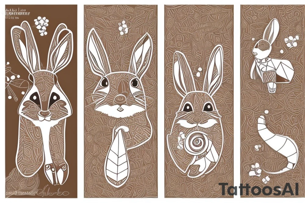 The full body of a brown rabbit with a white tail tattoo idea