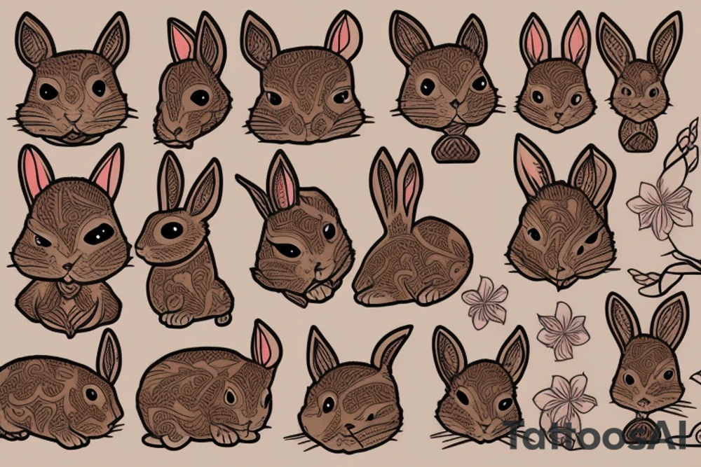 The full body of a brown rabbit with a white tail tattoo idea