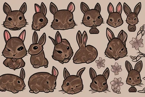 The full body of a brown rabbit with a white tail tattoo idea