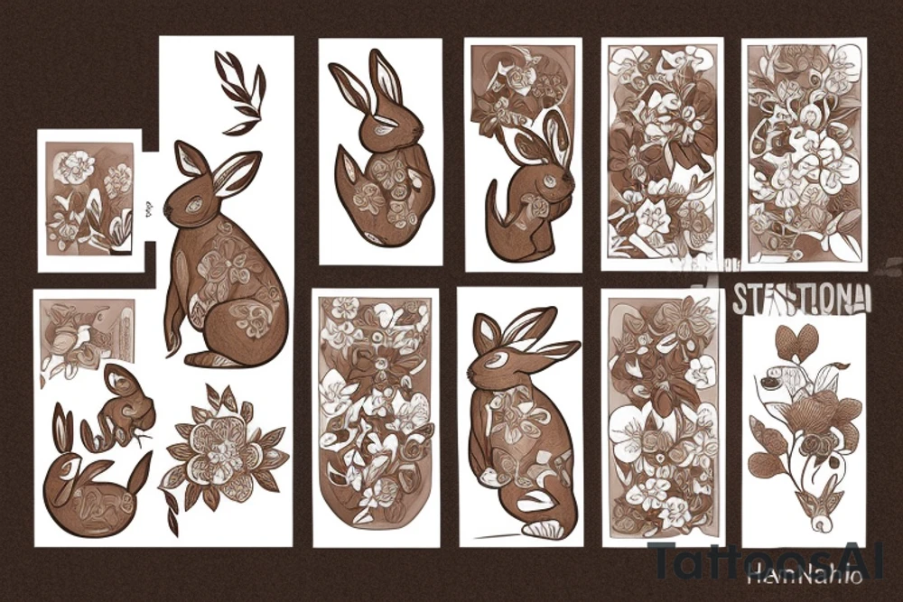 The full body of a brown rabbit with a white tail tattoo idea
