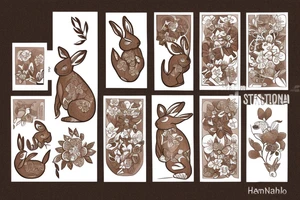 The full body of a brown rabbit with a white tail tattoo idea