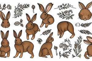 The full body of a brown rabbit with a white tail tattoo idea