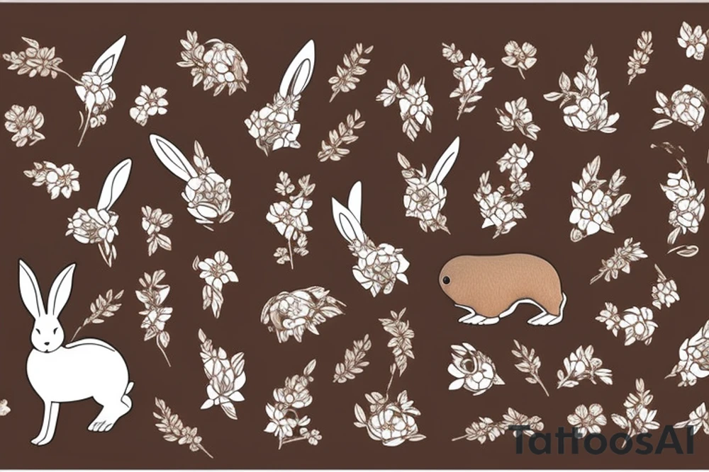 The full body of a brown rabbit with a white tail tattoo idea