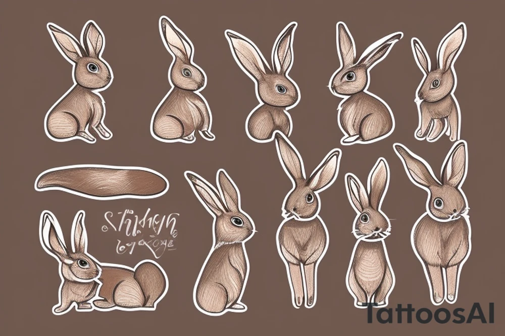 The full body of a brown rabbit with a white tail tattoo idea
