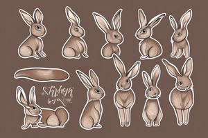 The full body of a brown rabbit with a white tail tattoo idea