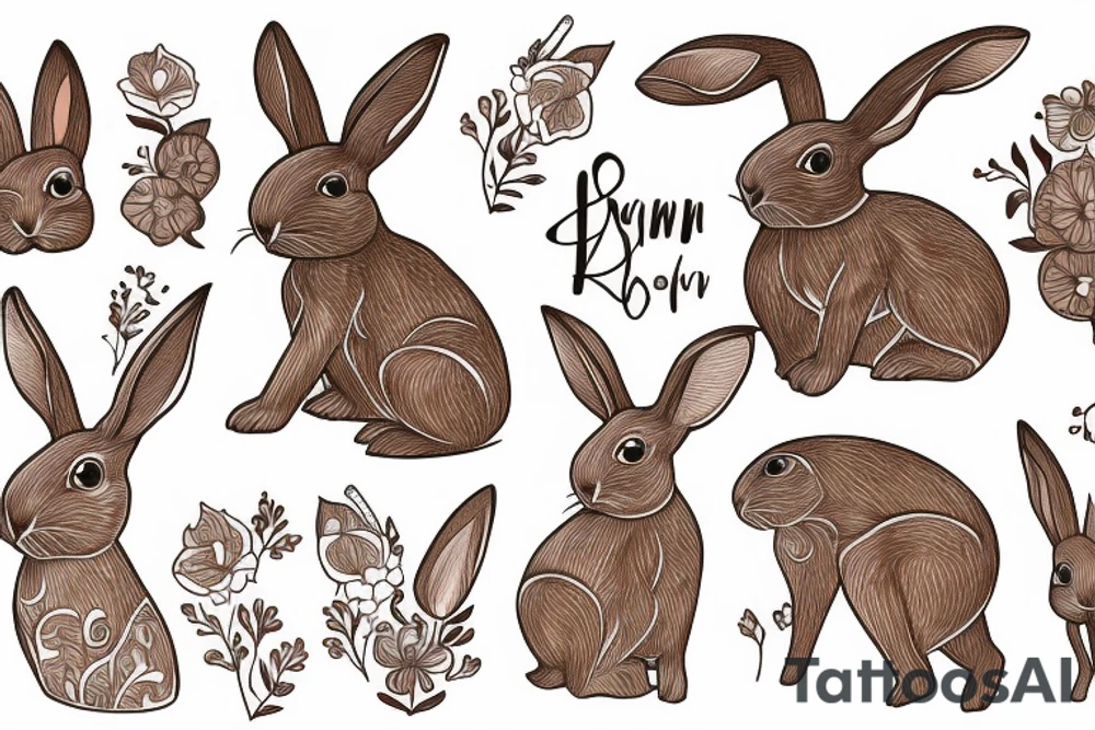 The full body of a brown rabbit with a white tail tattoo idea