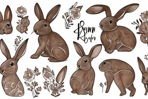 The full body of a brown rabbit with a white tail tattoo idea