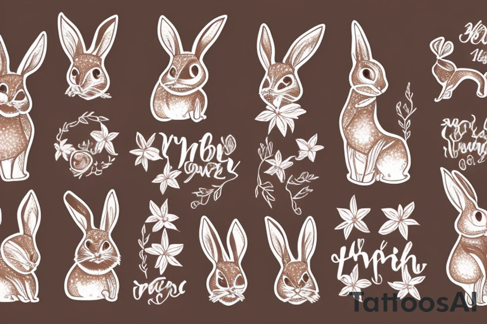 The full body of a brown rabbit with a white tail tattoo idea