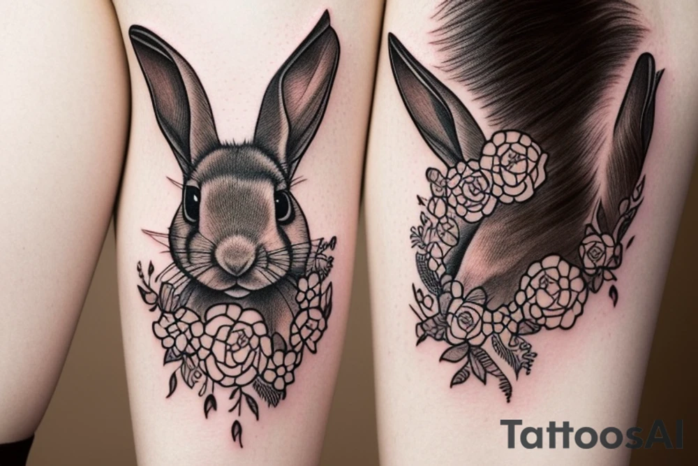 The full body of a brown rabbit with a white tail tattoo idea