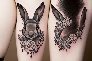 The full body of a brown rabbit with a white tail tattoo idea