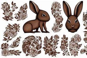 The full body of a brown rabbit with a white tail tattoo idea
