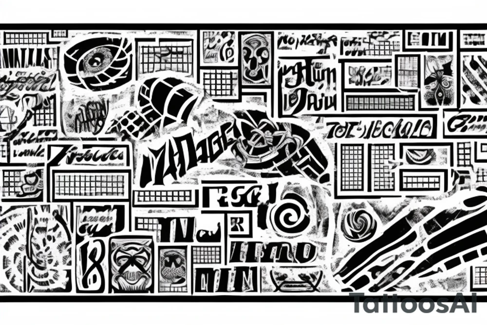 quote on brick walls surranded by matrix grid tattoo idea