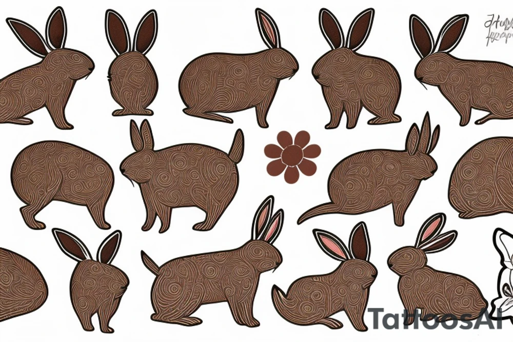 The full body of a brown rabbit with a white tail tattoo idea