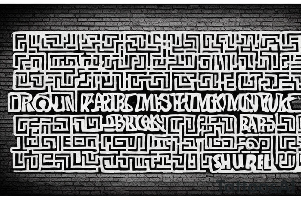 quote on brick walls surranded by matrix grid tattoo idea
