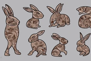 The full body of a brown rabbit with a white tail tattoo idea