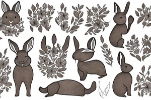 The full body of a brown rabbit with a white tail tattoo idea