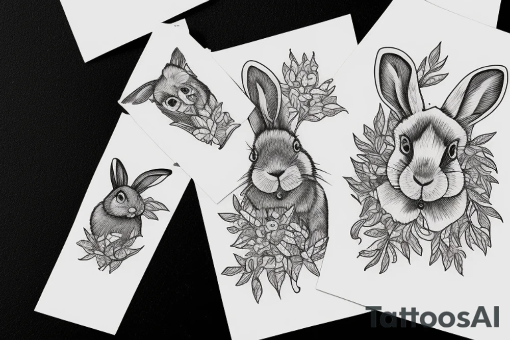 A wood rabbit tattoo idea
