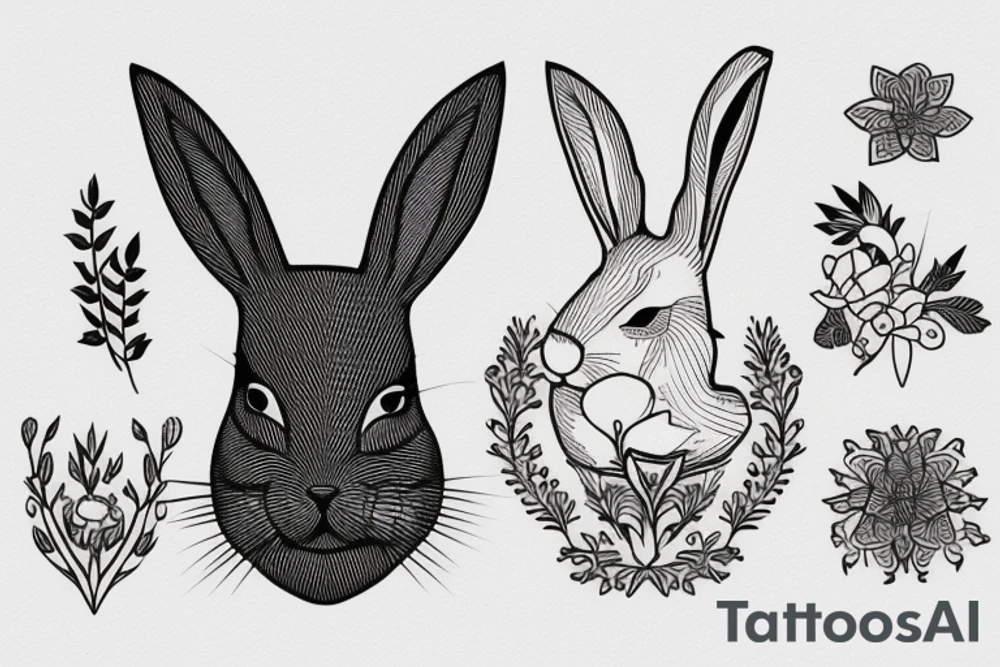 A wood rabbit tattoo idea