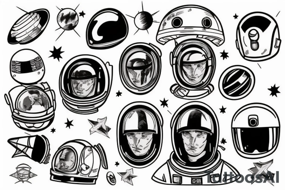 Astronaut lost in space with broken helmet tattoo idea